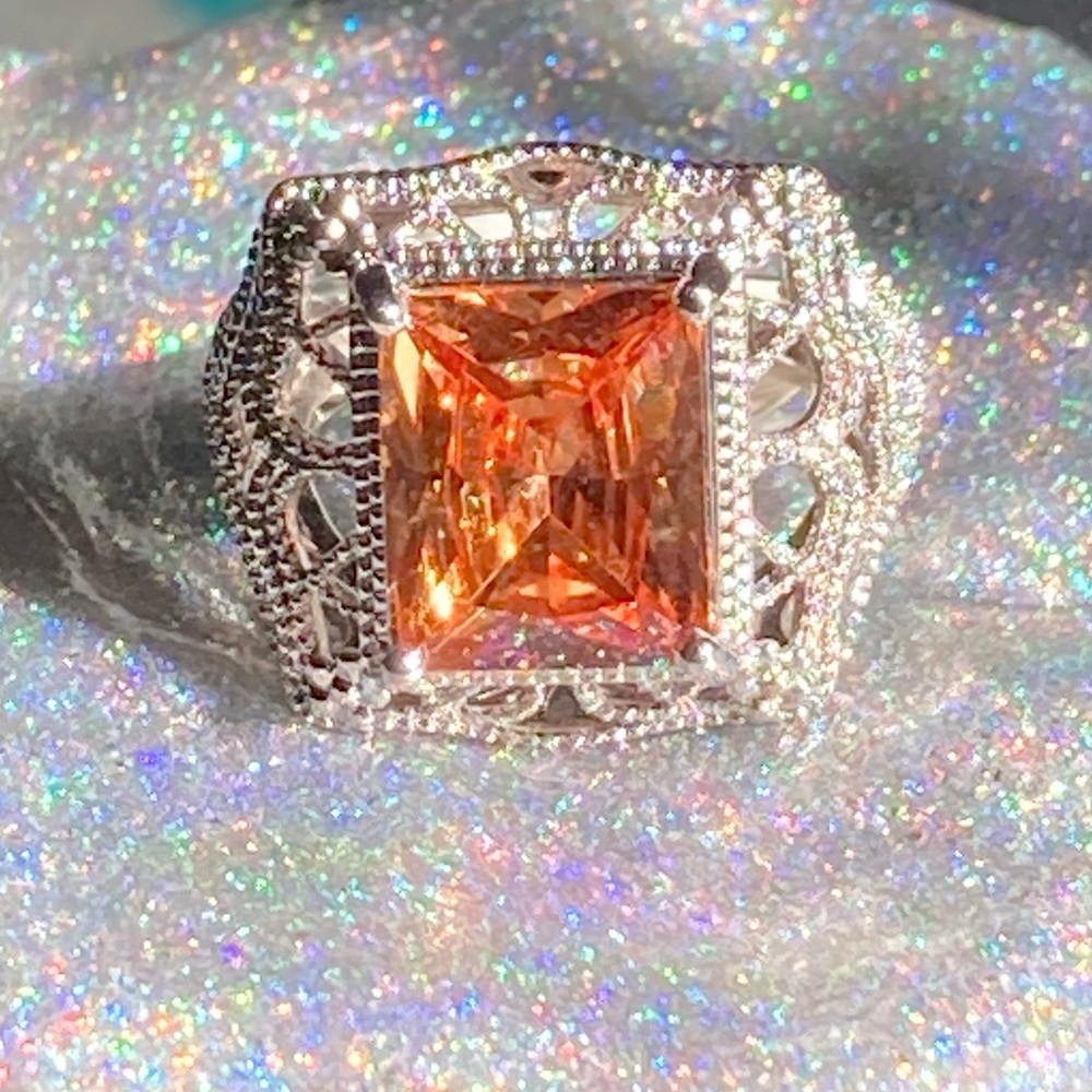 Amber Crystal cocktail ring - size 7
